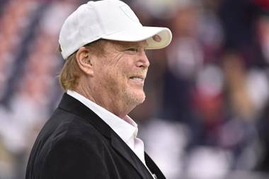 Raiders owner Mark Davis watches teams warm up before the first half of an AFC Wild Card NFL game between the Houston Texans and the Oakland Raiders, Saturday, Jan. 7, 2017, in&nbsp;Houston. 