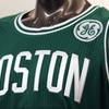 A General Electric logo patch is displayed on a Boston Celtics uniform during a news conference Wednesday, Jan. 25, 2017, at GE's headquarters in Boston. The Celtics reached an agreement with GE to put the company's logo on the team's uniform beginning next season.