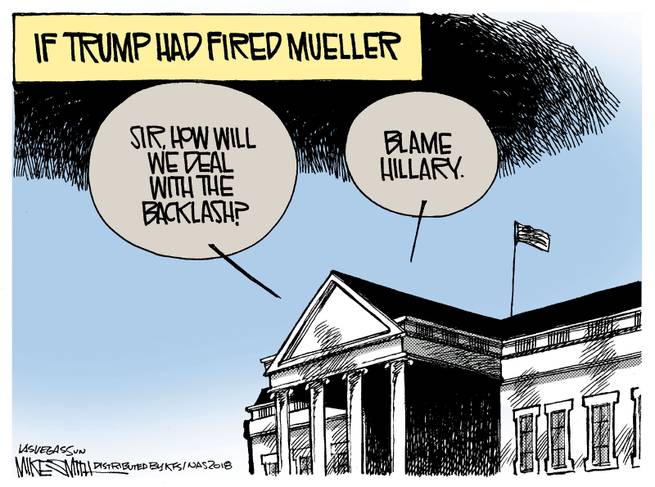 Title:  If Trump Had Fired Mueller.  Image:  One voice White House says, 