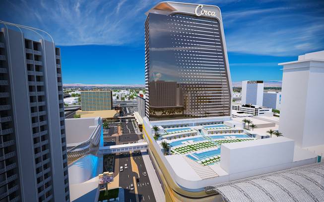 WADE VANDERVORT / COURTESY A rendering of Derek Stevens’s new casino, Circa, expected to open December 2020.
