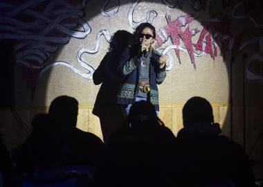 Reese Darko performs during an open mic night at the Truth Spot in Las Vegas on Sunday, Feb. 24,&nbsp;2019.