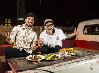 Gerardo Avalos, left, and Ricardo Guerrero, co-owners of Gaucho’s, a newly opened eatery at the Bunkhouse Saloon, in downtown Las Vegas on Saturday, March 9,&nbsp;2019.